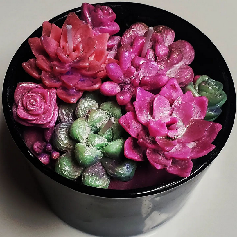 Jade Cactus Flower Candle with Cotton Wicks
